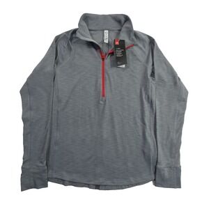Under Armour ColdGear Women L 1/4 Zip Henley Gray NWT Pullover Long Sleeve Top